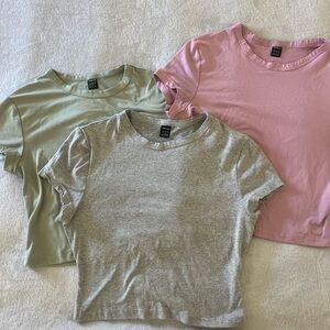 SHEIN Women's Crop Tops - Green, Pink, Gray